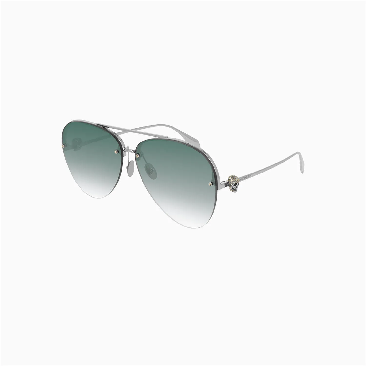 Alexander Mcqueen Silver Green Sunglasses