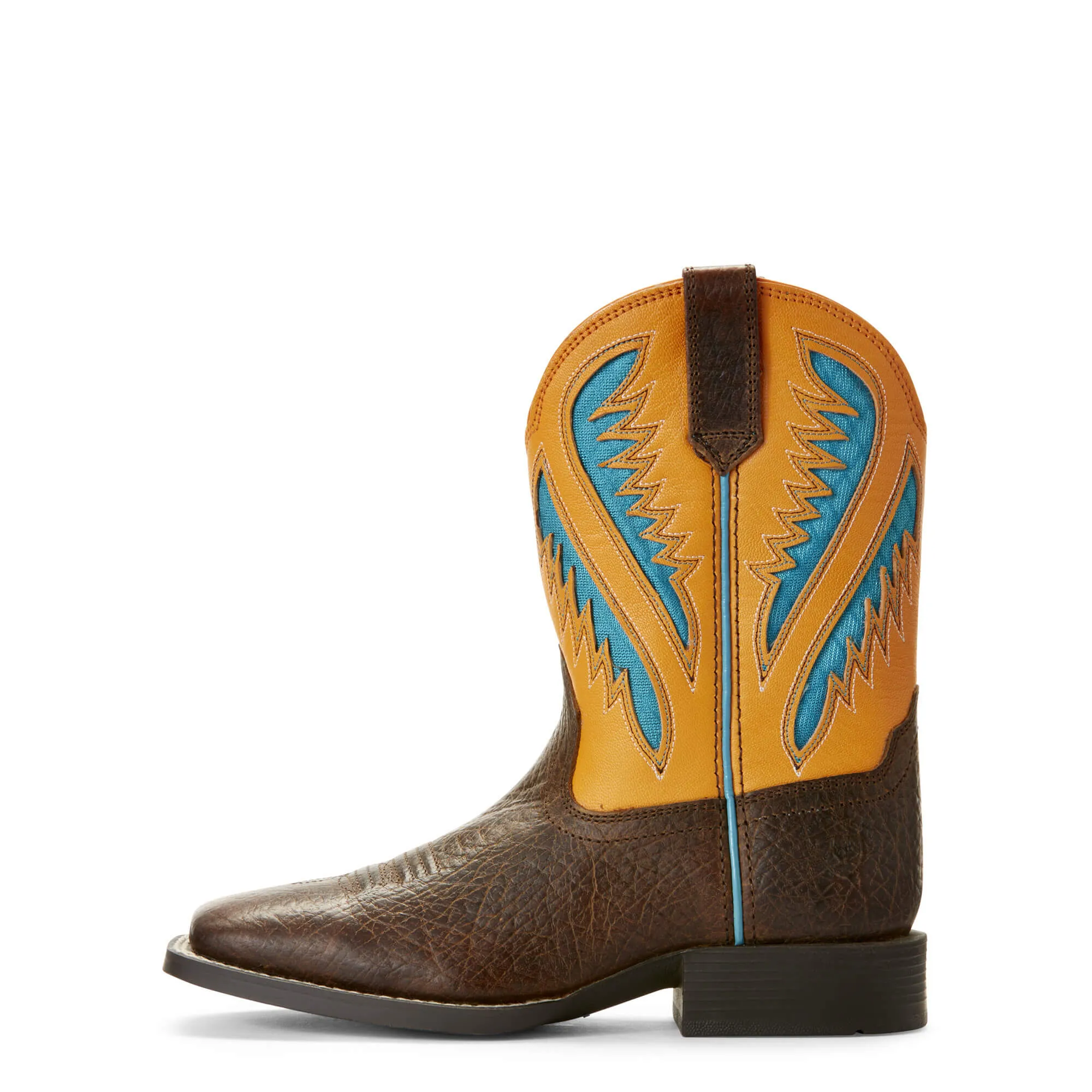 Ariat Quickdraw VentTEK Kid's Western Boot Chocolate/Orange