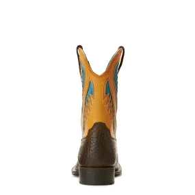 Ariat Quickdraw VentTEK Kid's Western Boot Chocolate/Orange