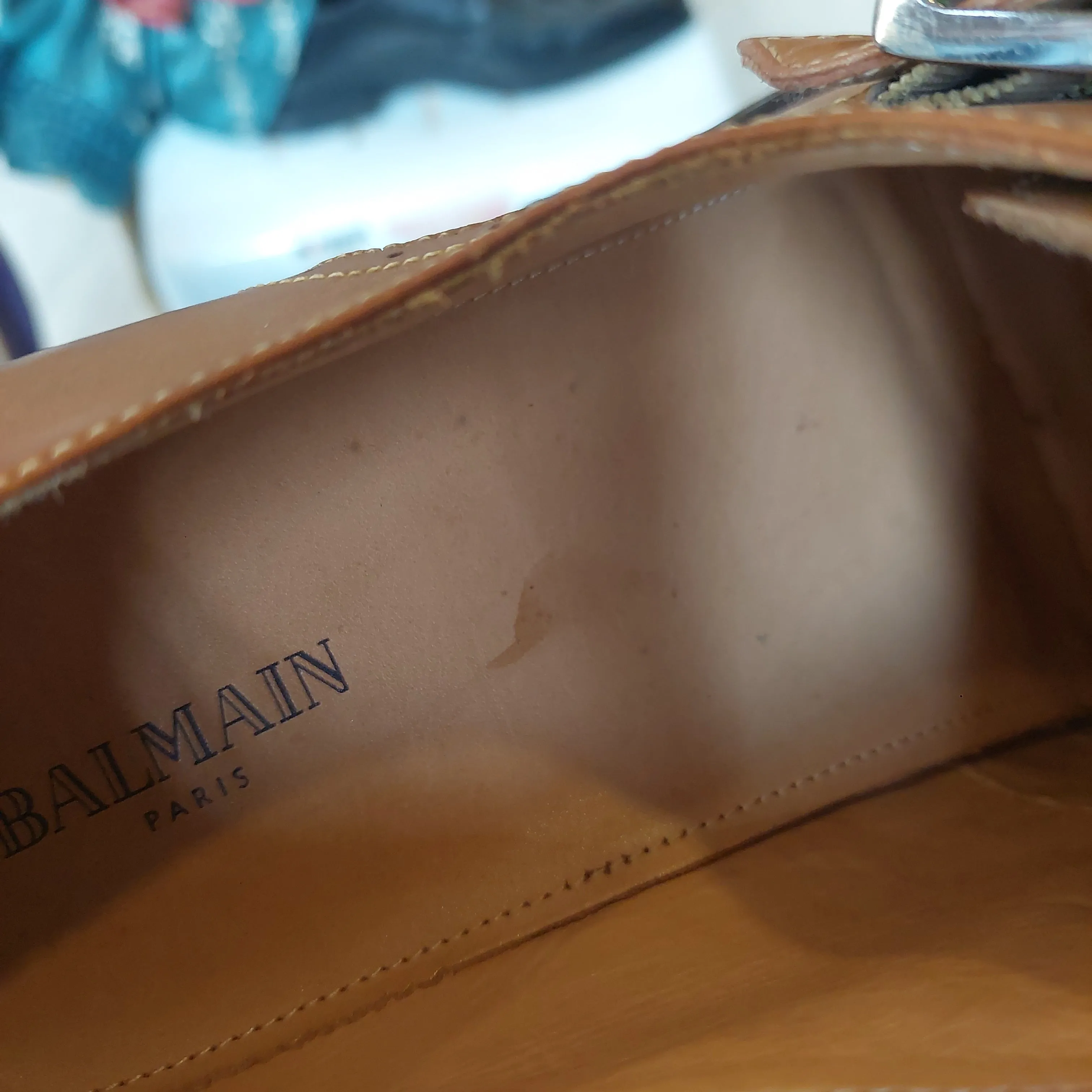 Balmain Men's Tan Leather Buckle Shoes | Pre Loved |