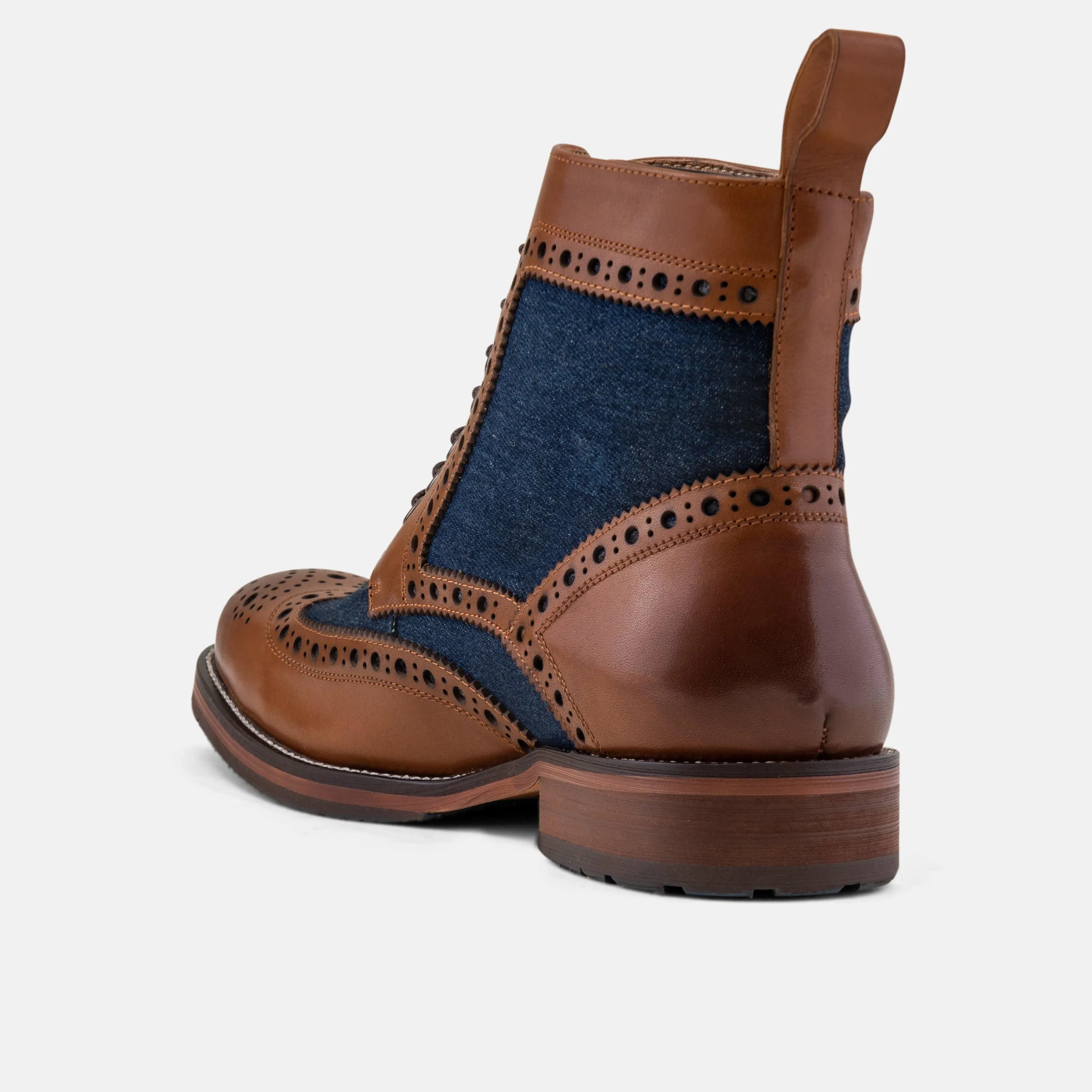 Belmont Denim Wingtip Combat Boots