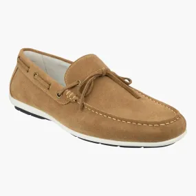 Bermuda Tie Moc Toe Boat Shoe - Tan Suede