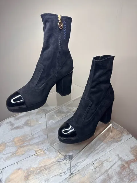 Brand New Chanel Suede Kidskin Short Boots 37.5