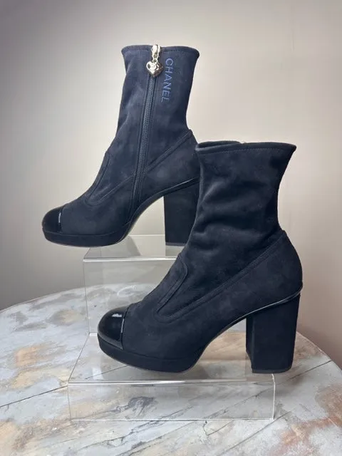 Brand New Chanel Suede Kidskin Short Boots 37.5