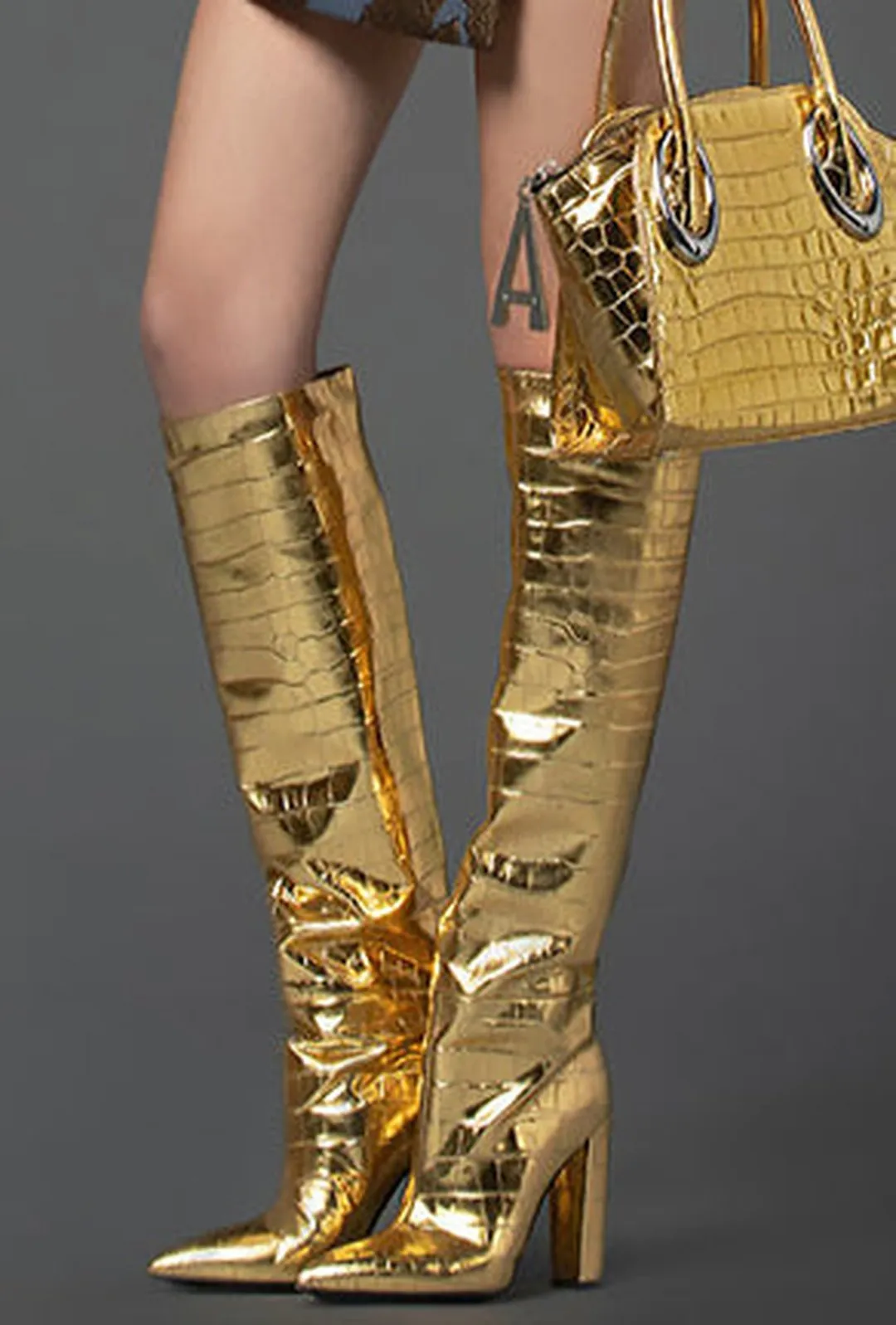 BRINLEY - METALLIC KNEE HIGH BOOTS