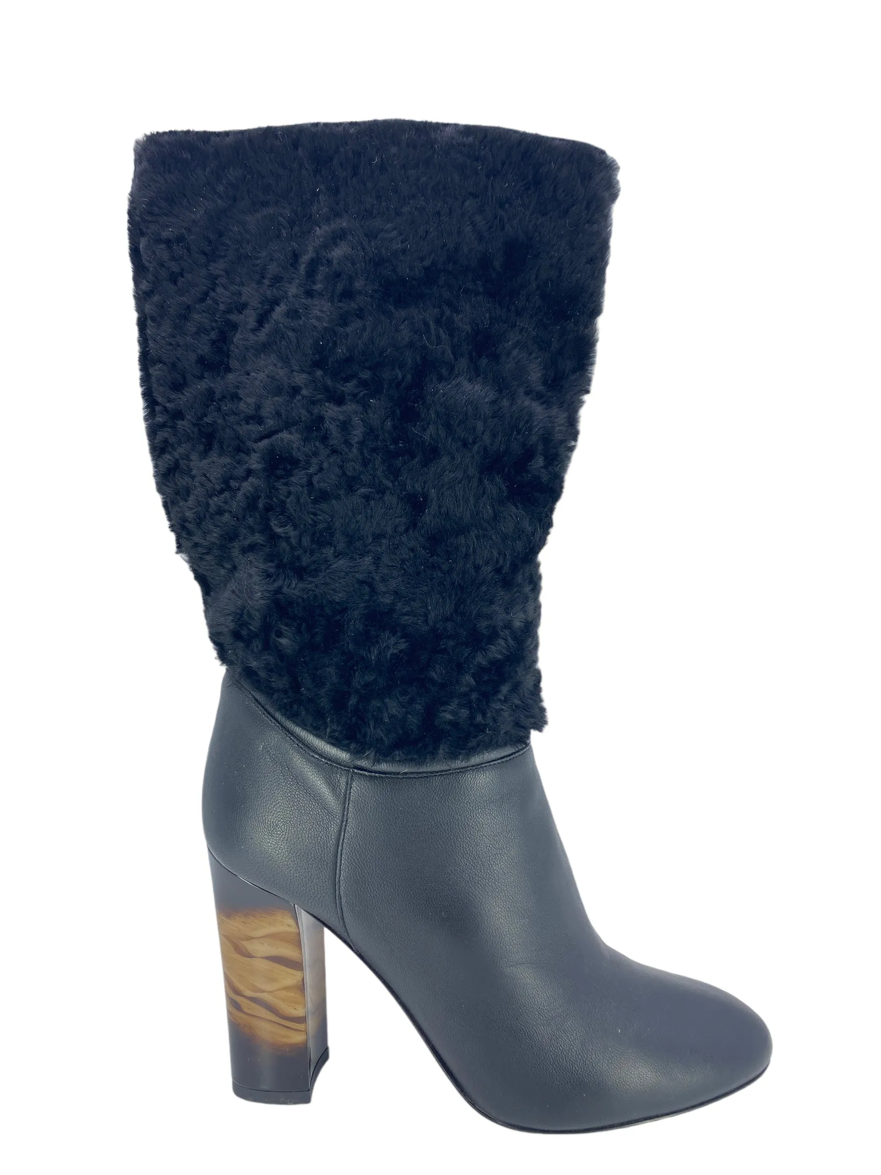 Burberry Mid Calf Fur Boots Size 8