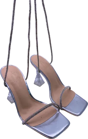 Cape Robbin Silver Strappy Mule Heels UK Size 4