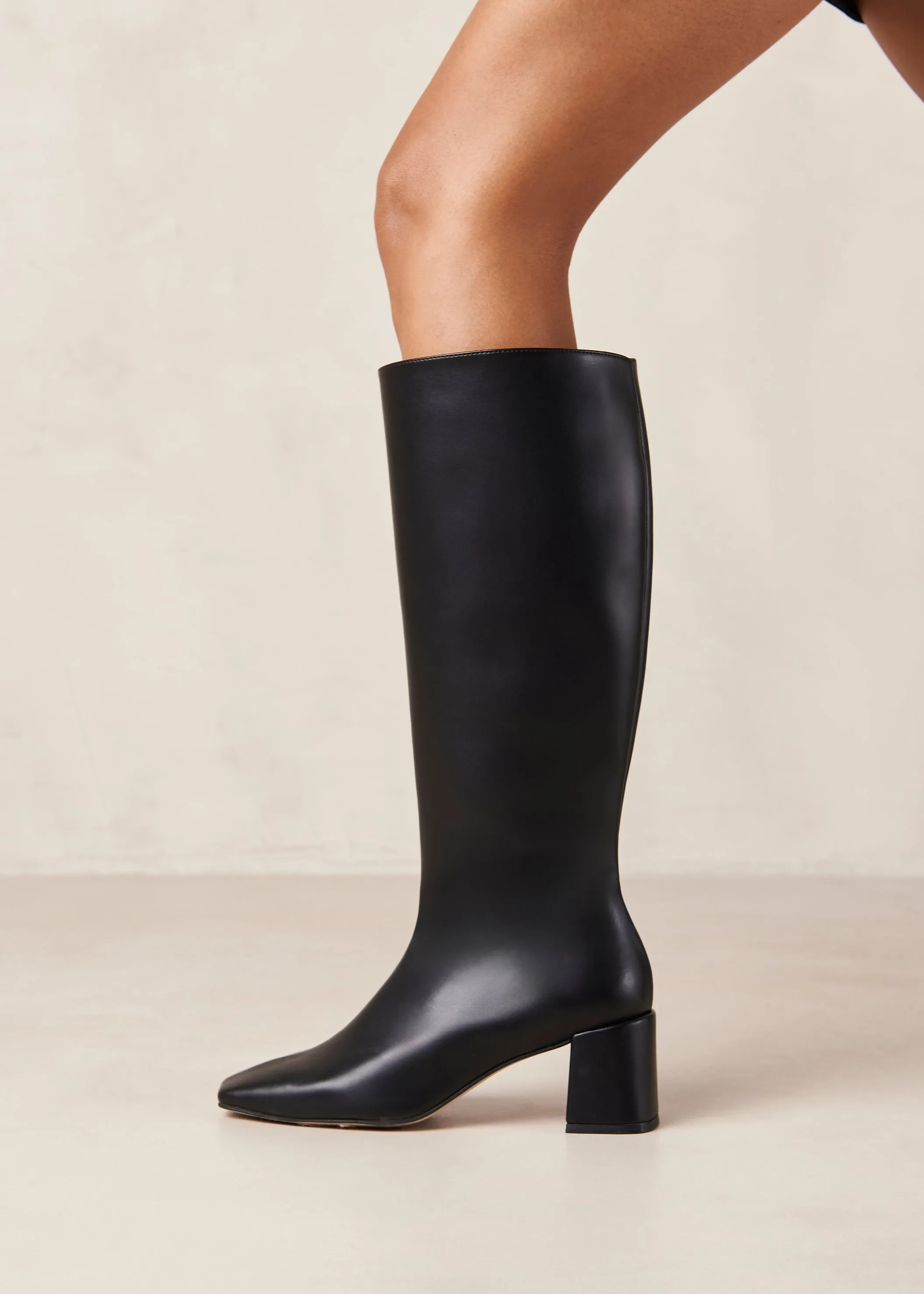 Chalk Black Vegan Leather Boots