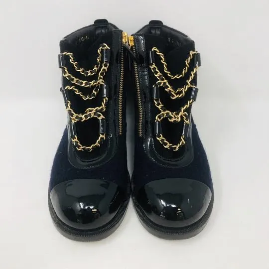 CHANEL 15A 2015 Fall Paris Salzburg Charm chains Ankle Boots EU 39.5