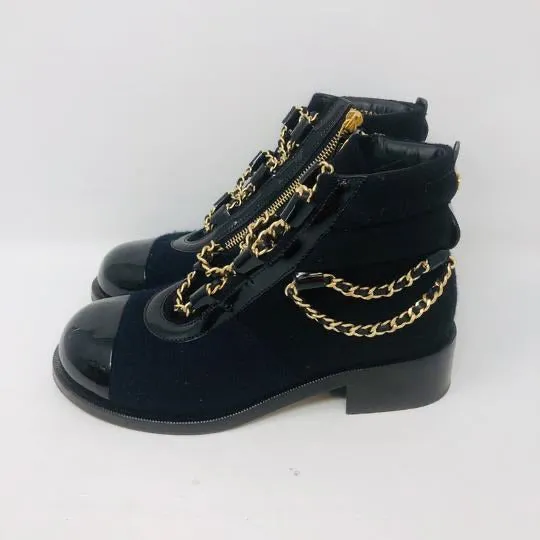 CHANEL 15A 2015 Fall Paris Salzburg Charm chains Ankle Boots EU 39.5