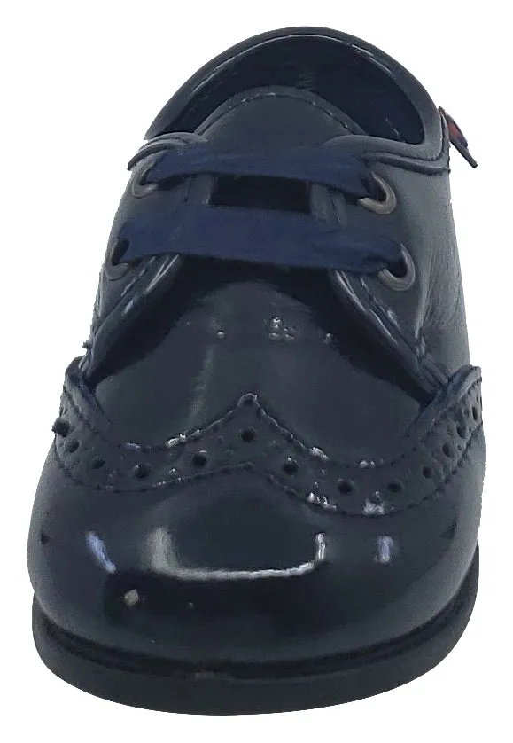 Conguitos Soft Patent Leather Wingtip Navy Toddler Mocassin for Boy's and Girl's