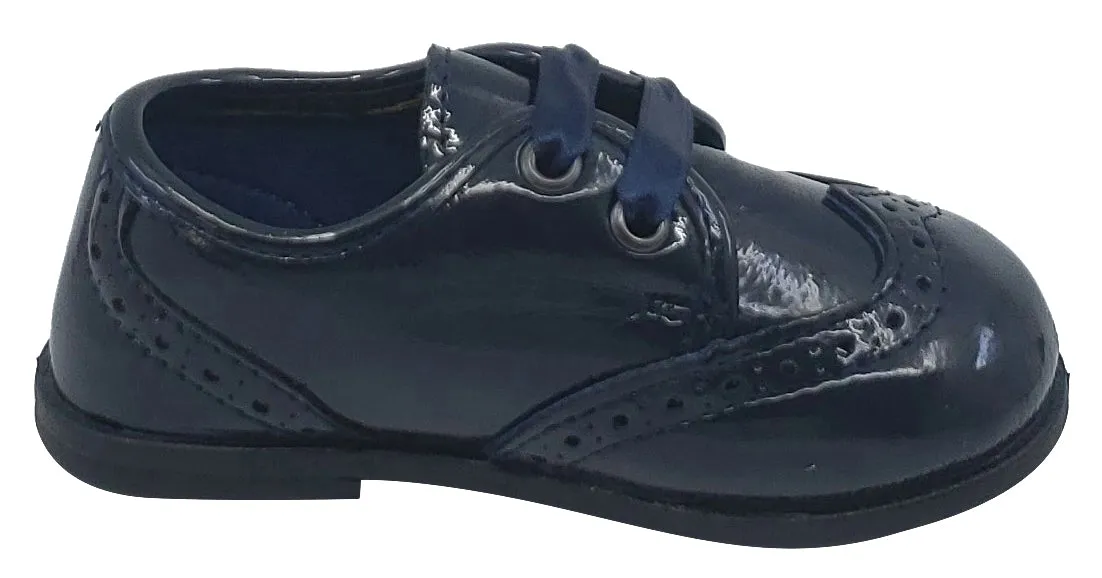 Conguitos Soft Patent Leather Wingtip Navy Toddler Mocassin for Boy's and Girl's