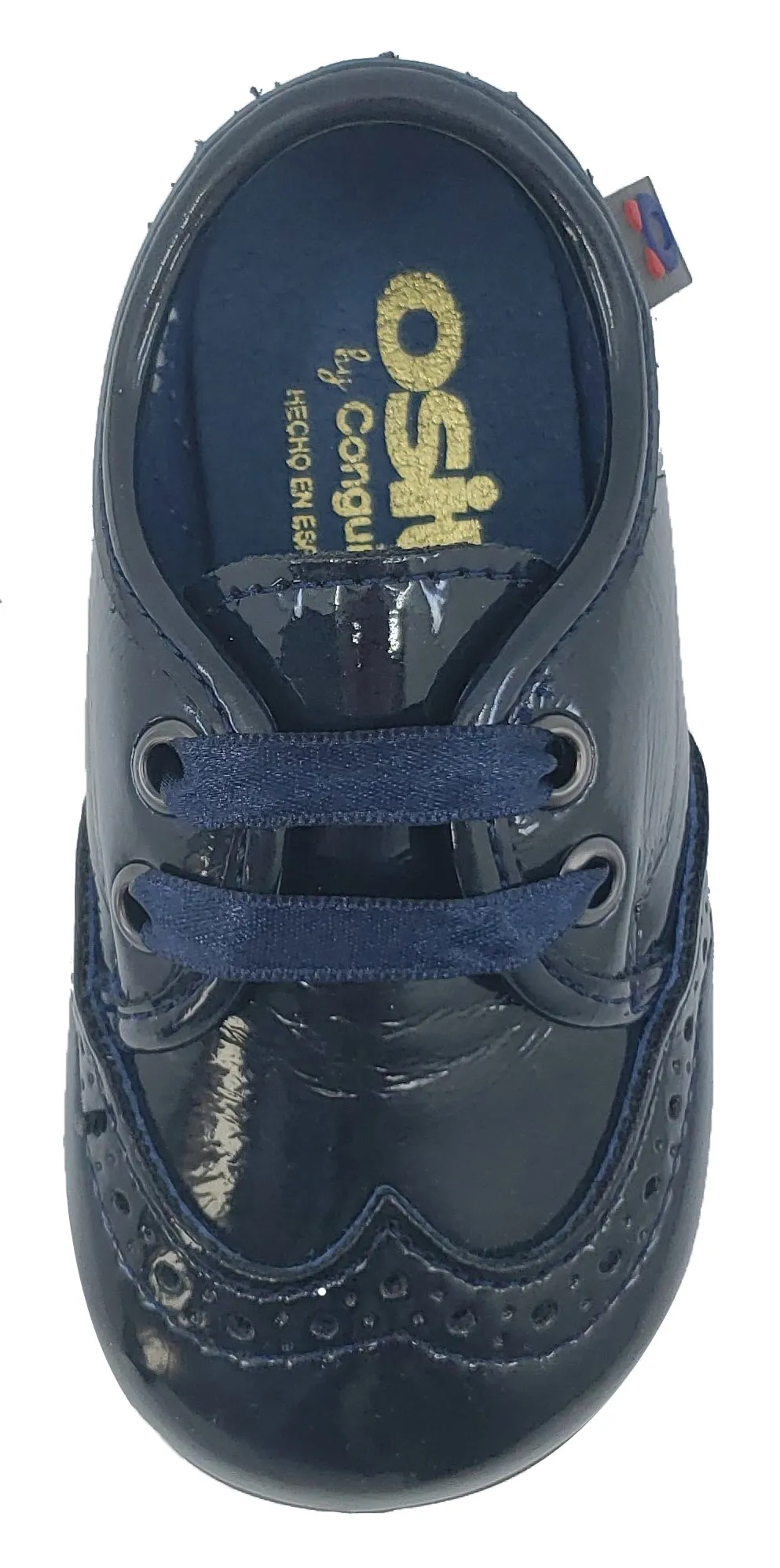 Conguitos Soft Patent Leather Wingtip Navy Toddler Mocassin for Boy's and Girl's