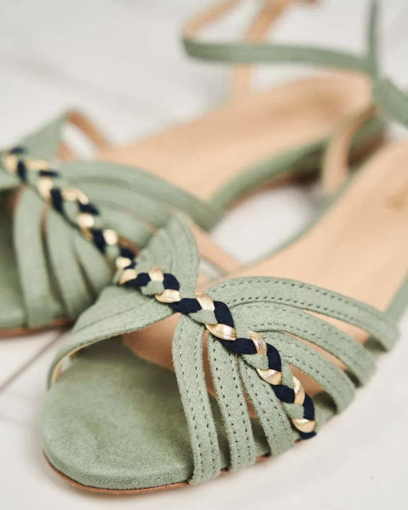 Daffodil Vegan Suede Braid Detail Sandals | Sage