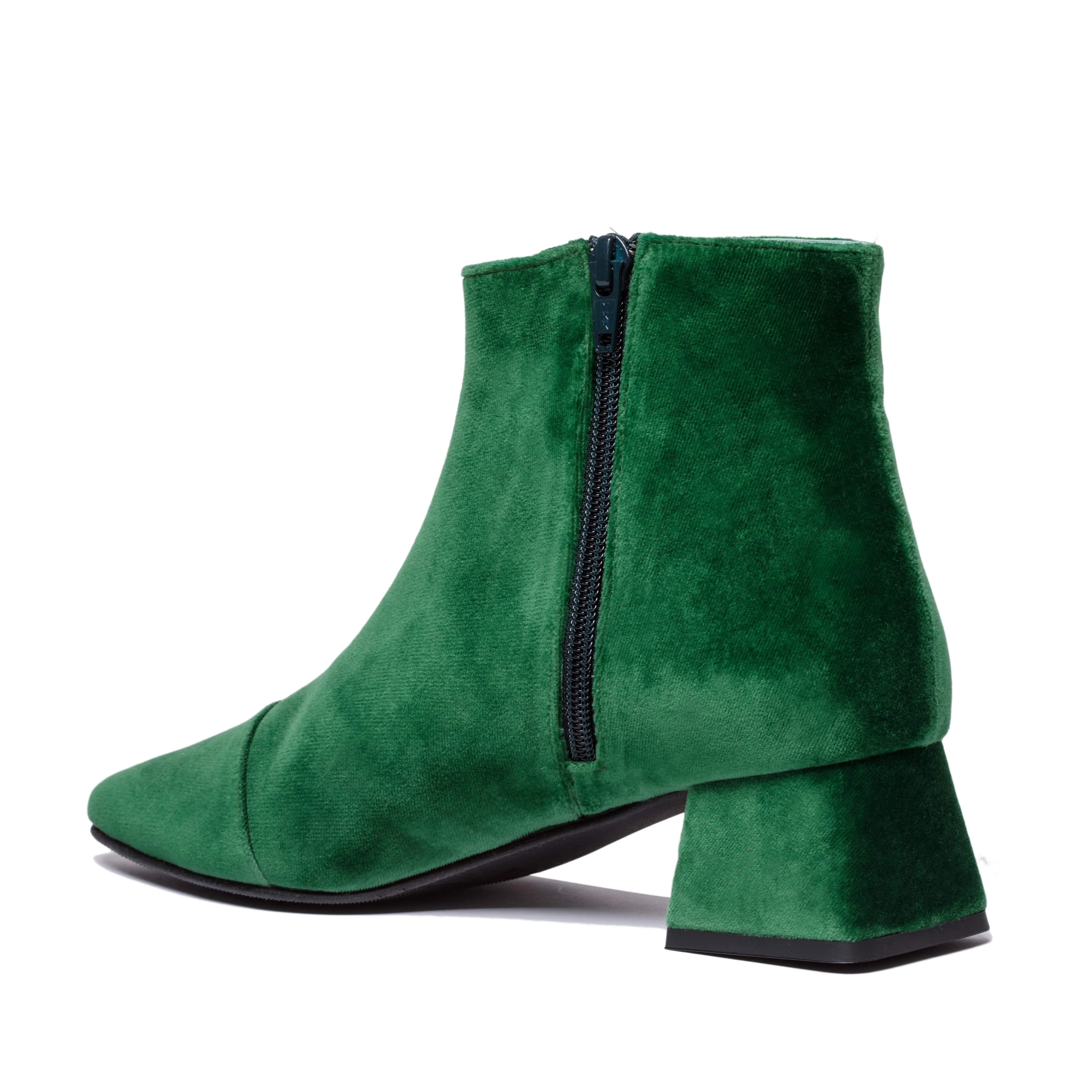 Dahlia Vegan Velvet Ankle Boots | Green