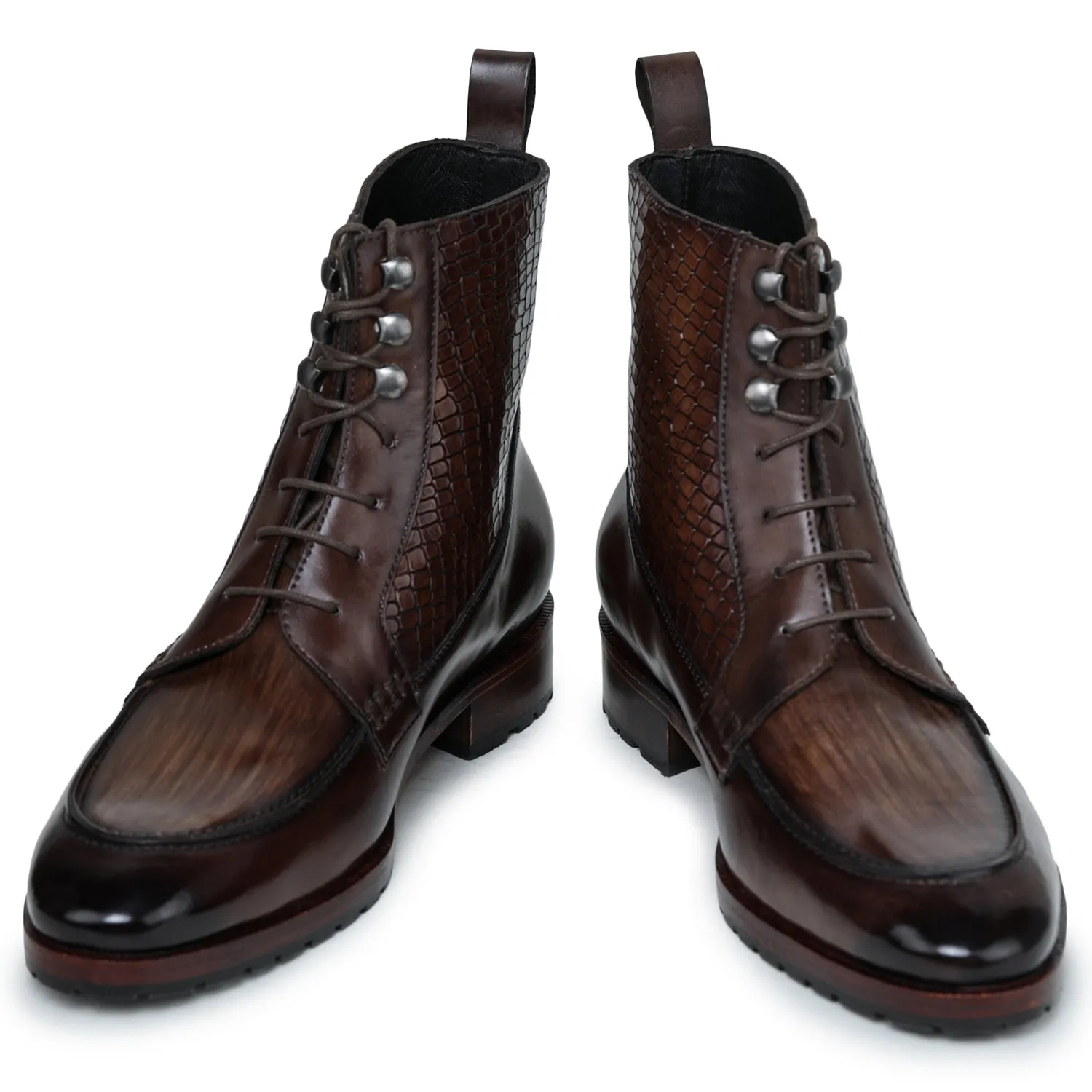 Derby Lace Up Boots - Brown