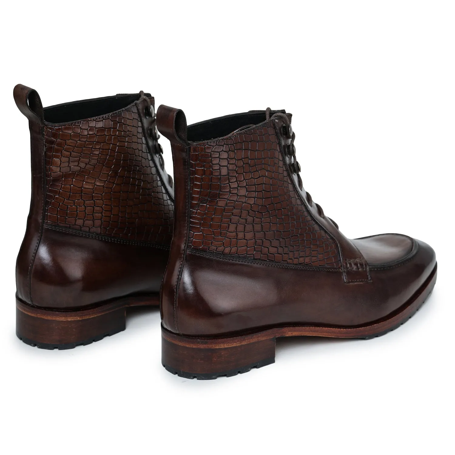 Derby Lace Up Boots - Brown