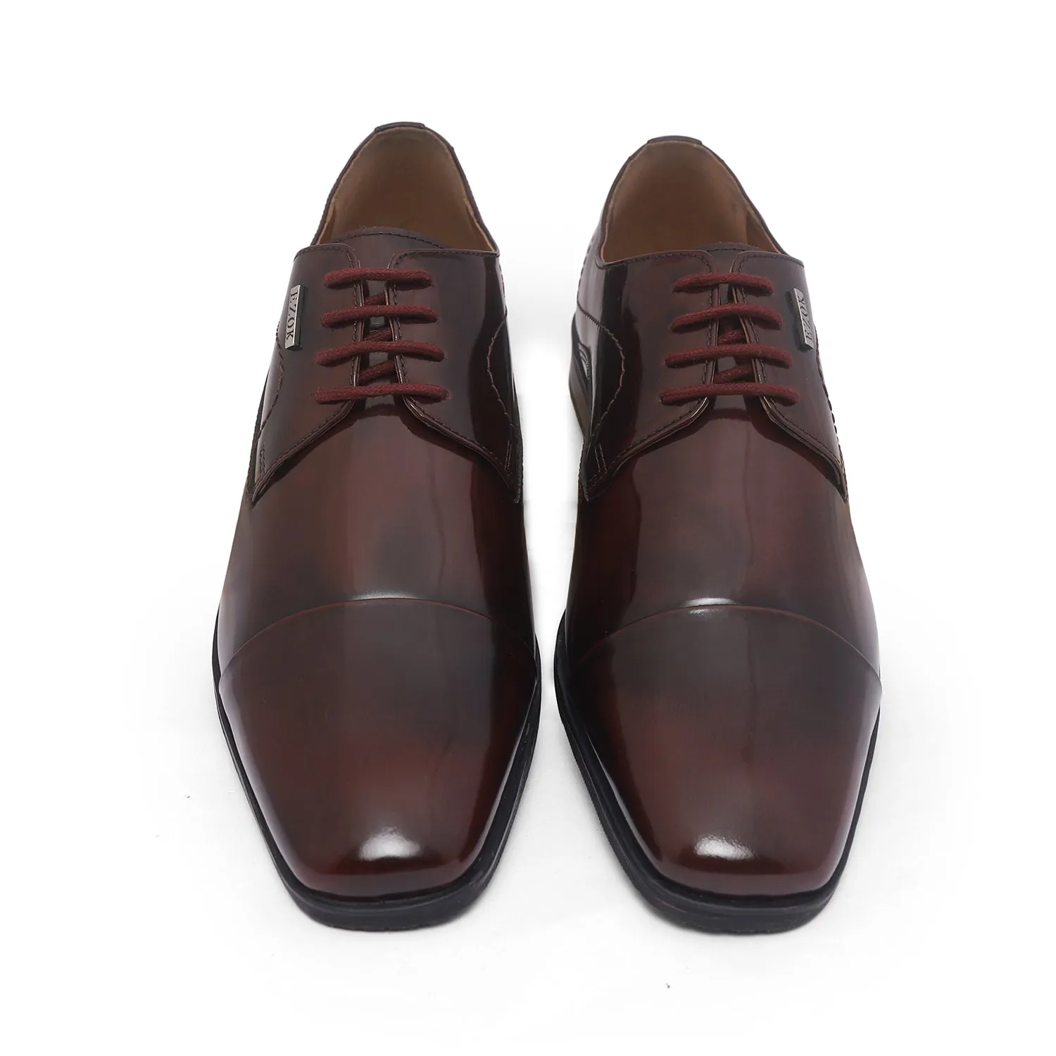 Ezok Brown Formal Cap Toe Leather Derby Shoes