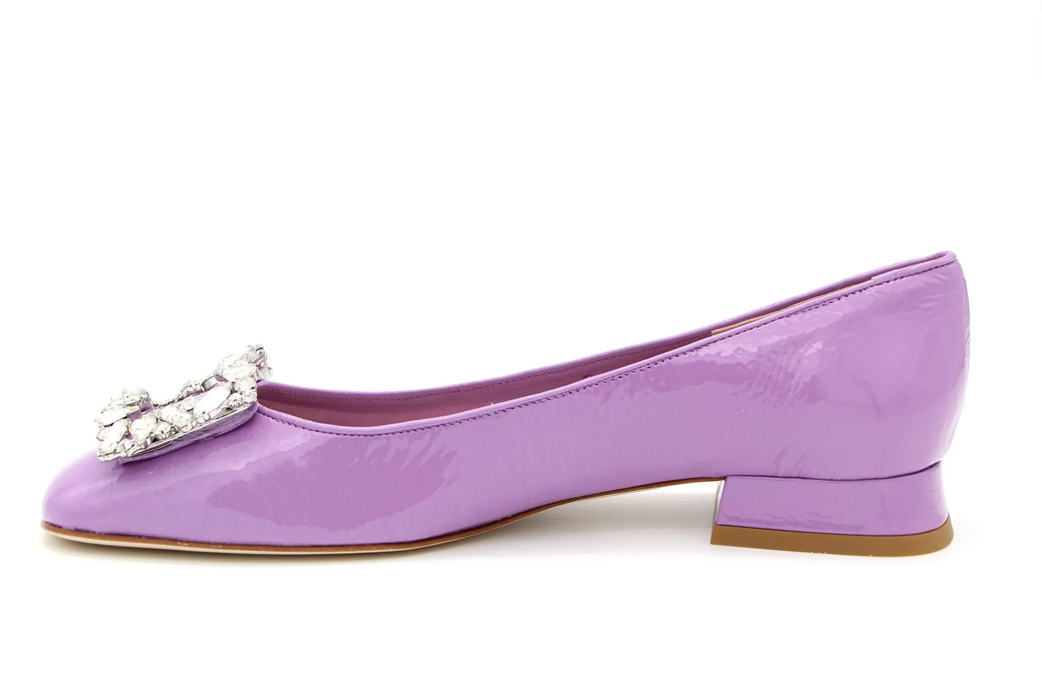 FABUCCI Lilac Patent Ballerina shoe with Embellished Buckle