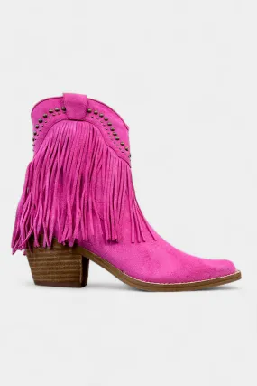 Fuchsia Western Fringe Short Boots