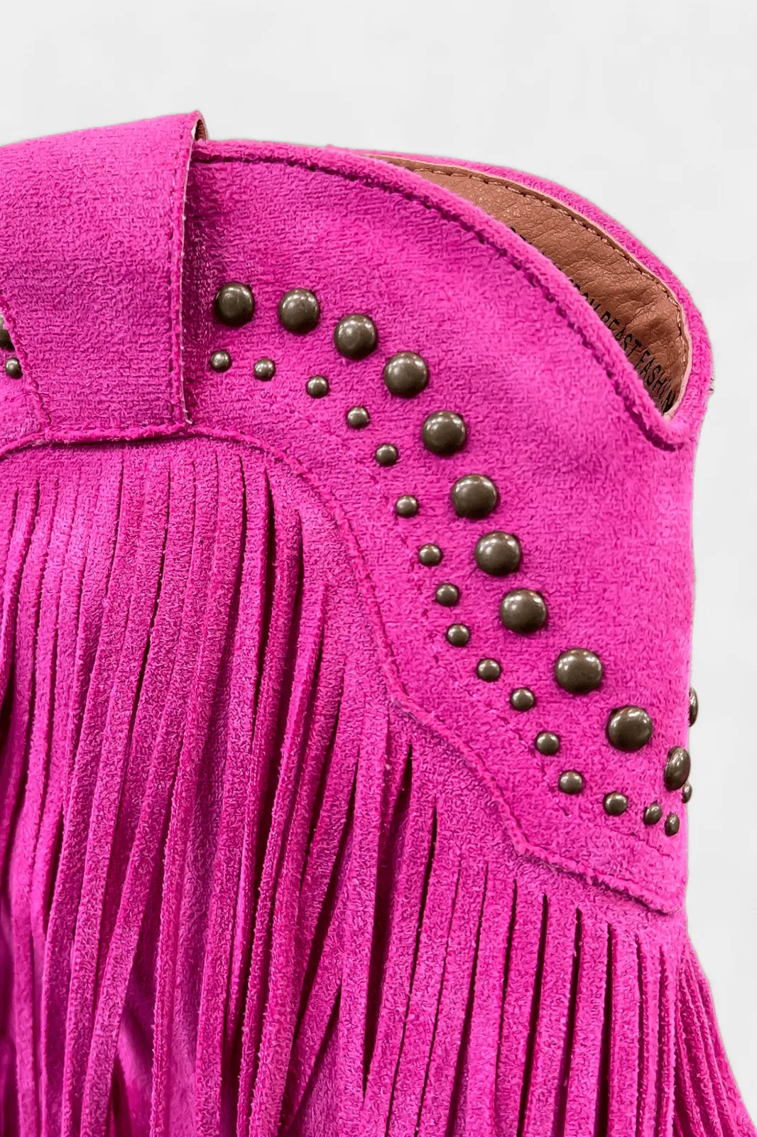 Fuchsia Western Fringe Short Boots