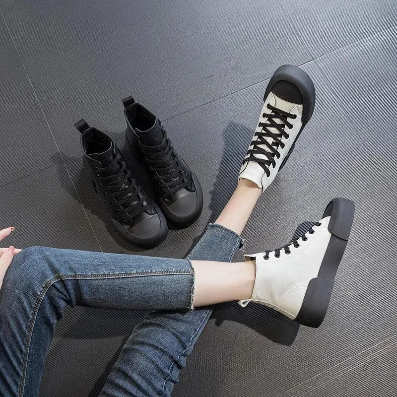 G32 Women's Casual Shoes - Leather High Top Sneakers