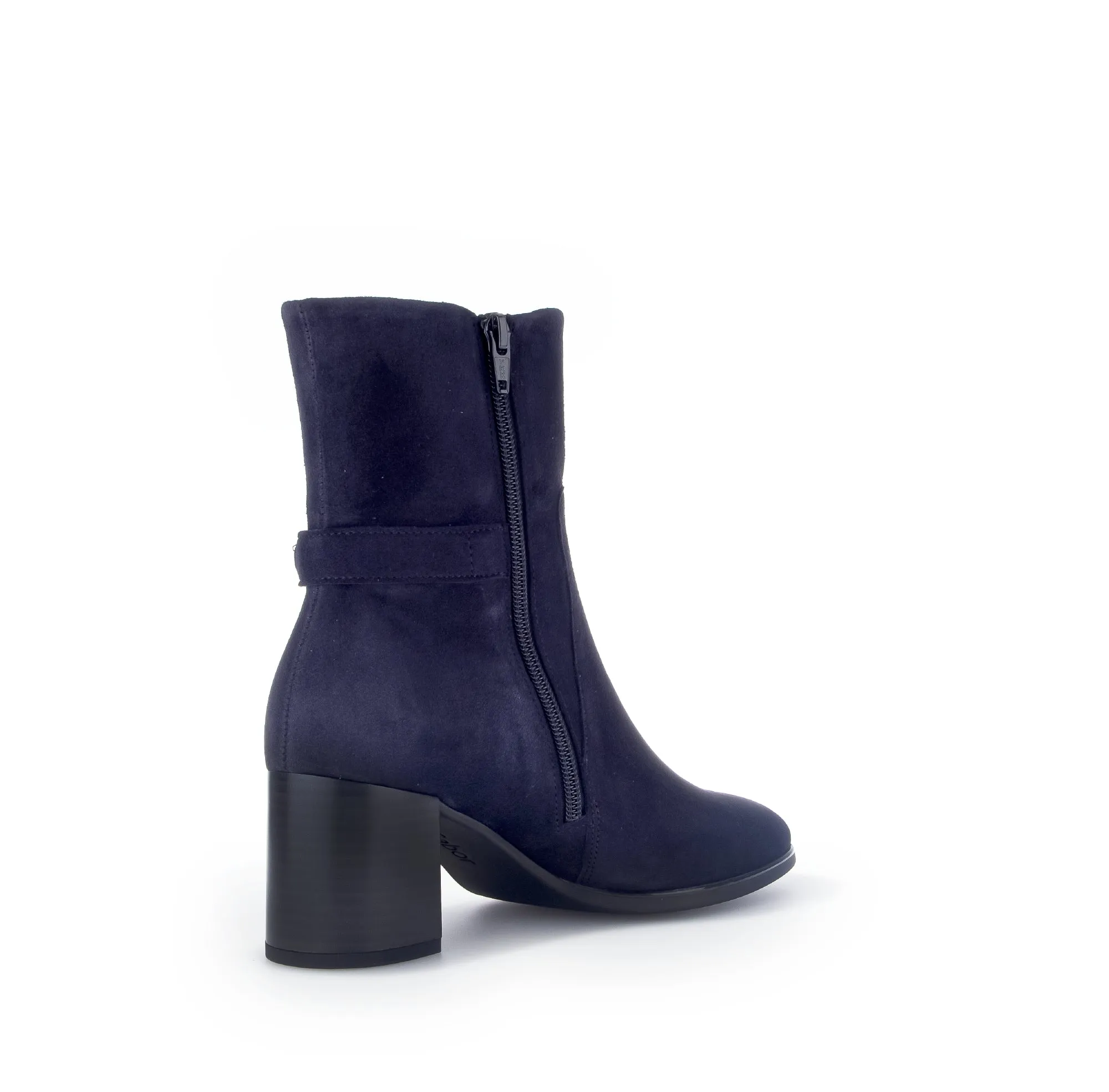 GABOR Navy Suede Block Heel Boot with Diamante Strip 53116