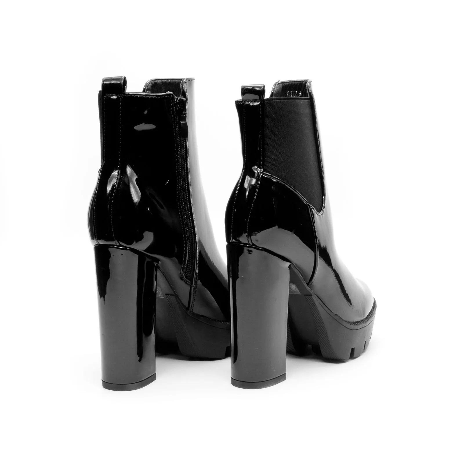 Glossy Thick Heel Boots