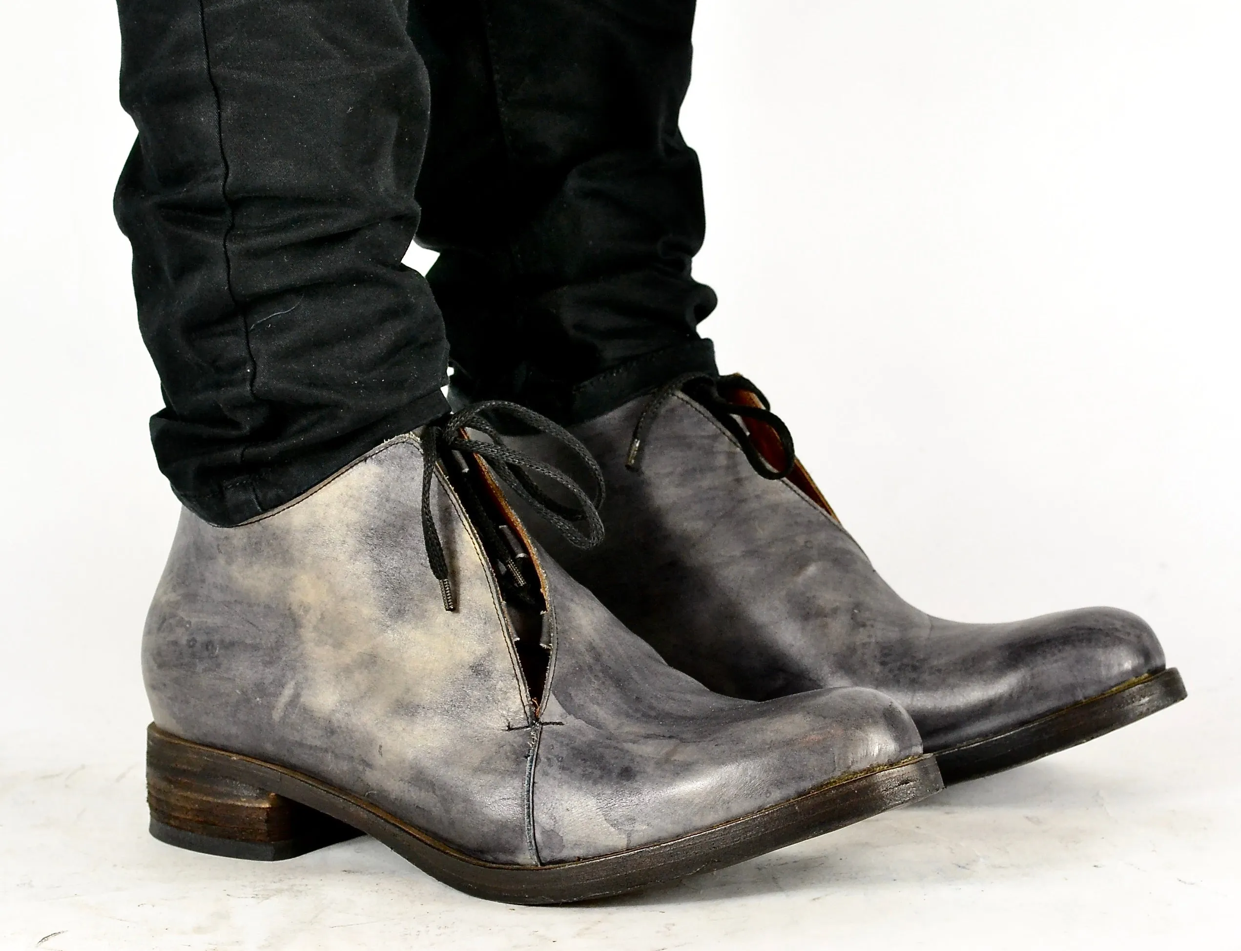 Half boot blind lace |  grey stain | calf