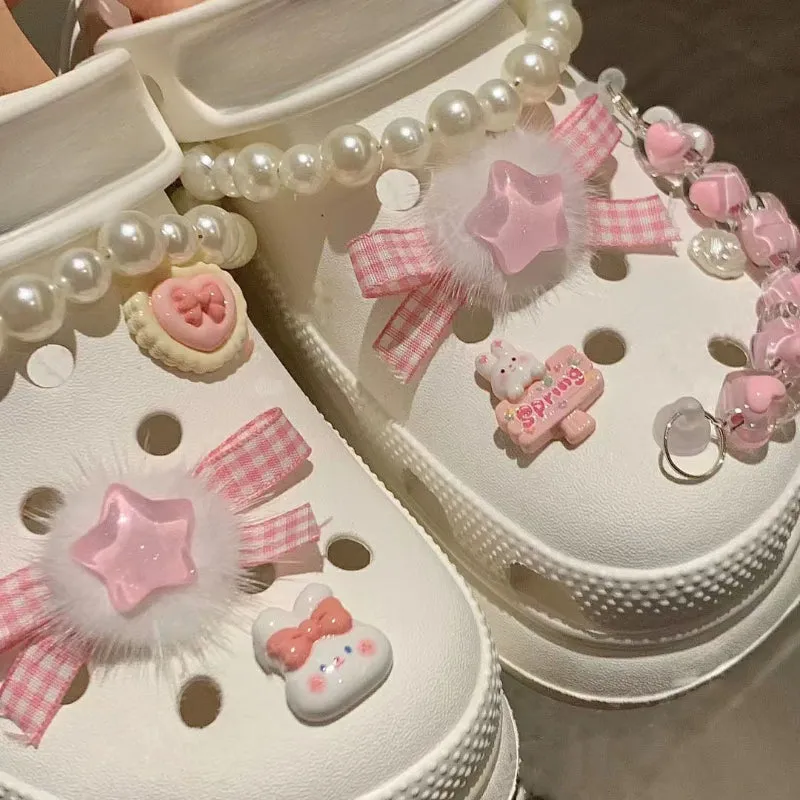 Kawaii Pearl Bow Hole Shoes - Kimi