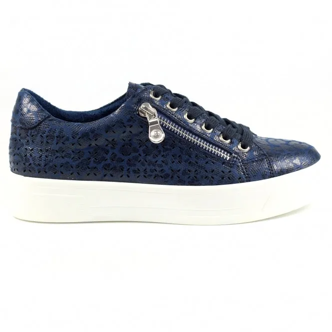 Ladies Lunar Shoes Charm Trainer Navy Laced side zip