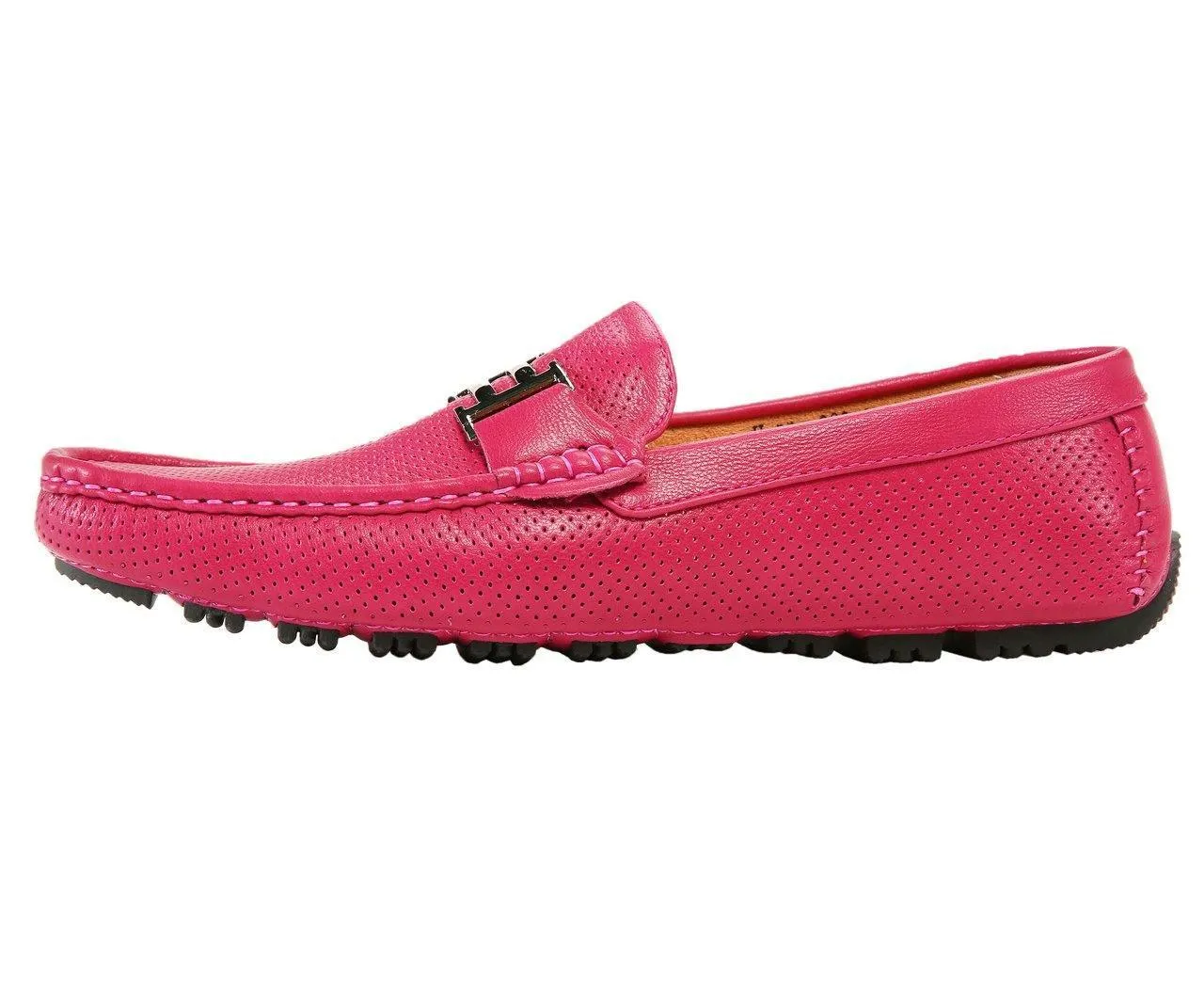 Men's Fuchsia Perforated Smooth Driving  Moccasin/Loafers Shoes