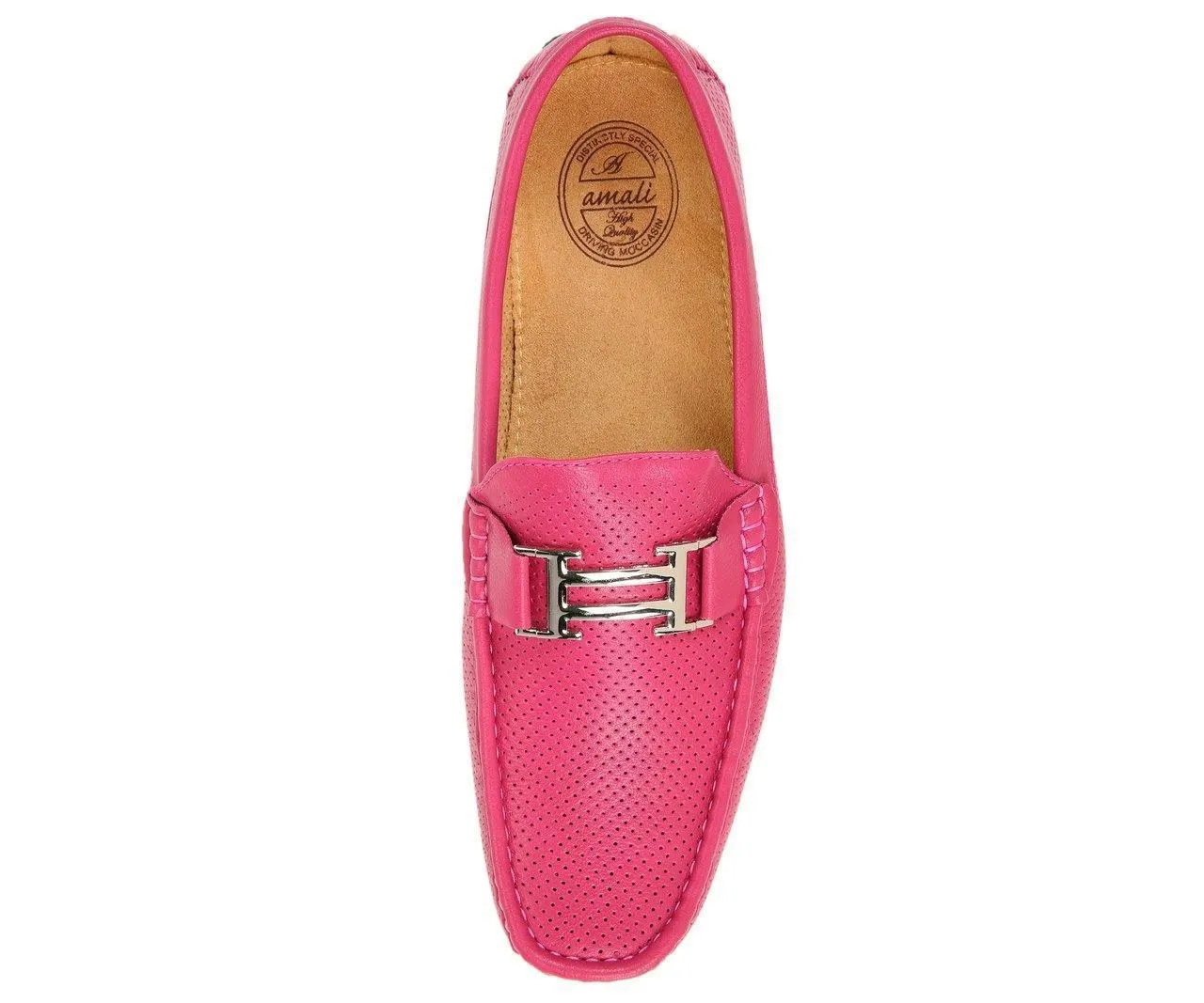 Men's Fuchsia Perforated Smooth Driving  Moccasin/Loafers Shoes