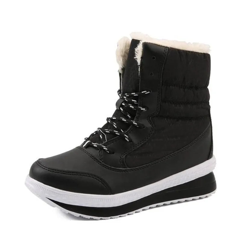 Mid Calf Waterproof Plush Ankle Boots