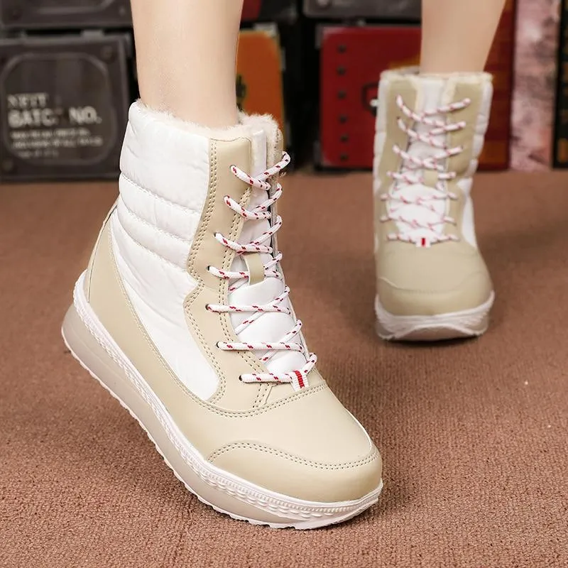 Mid Calf Waterproof Plush Ankle Boots