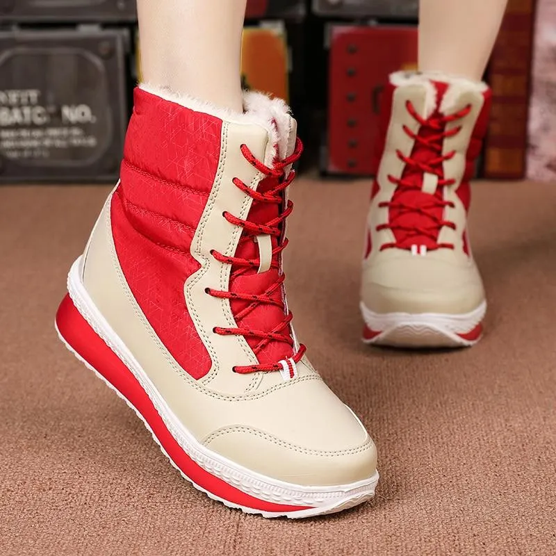 Mid Calf Waterproof Plush Ankle Boots