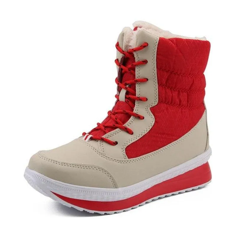 Mid Calf Waterproof Plush Ankle Boots