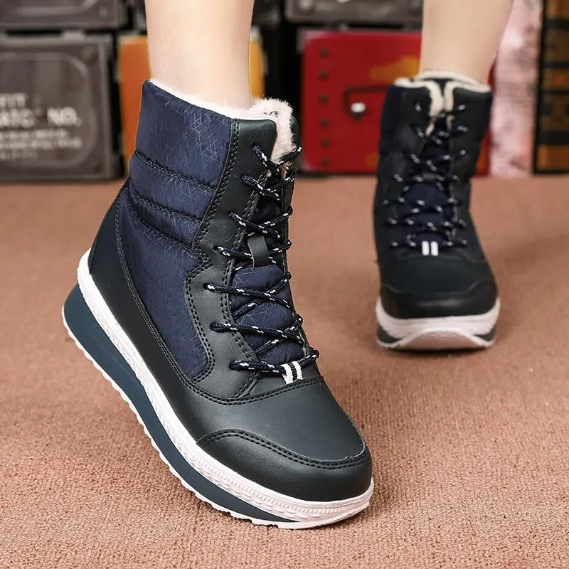 Mid Calf Waterproof Plush Ankle Boots