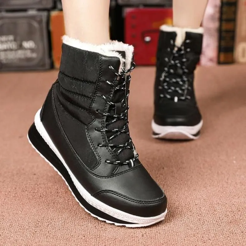 Mid Calf Waterproof Plush Ankle Boots