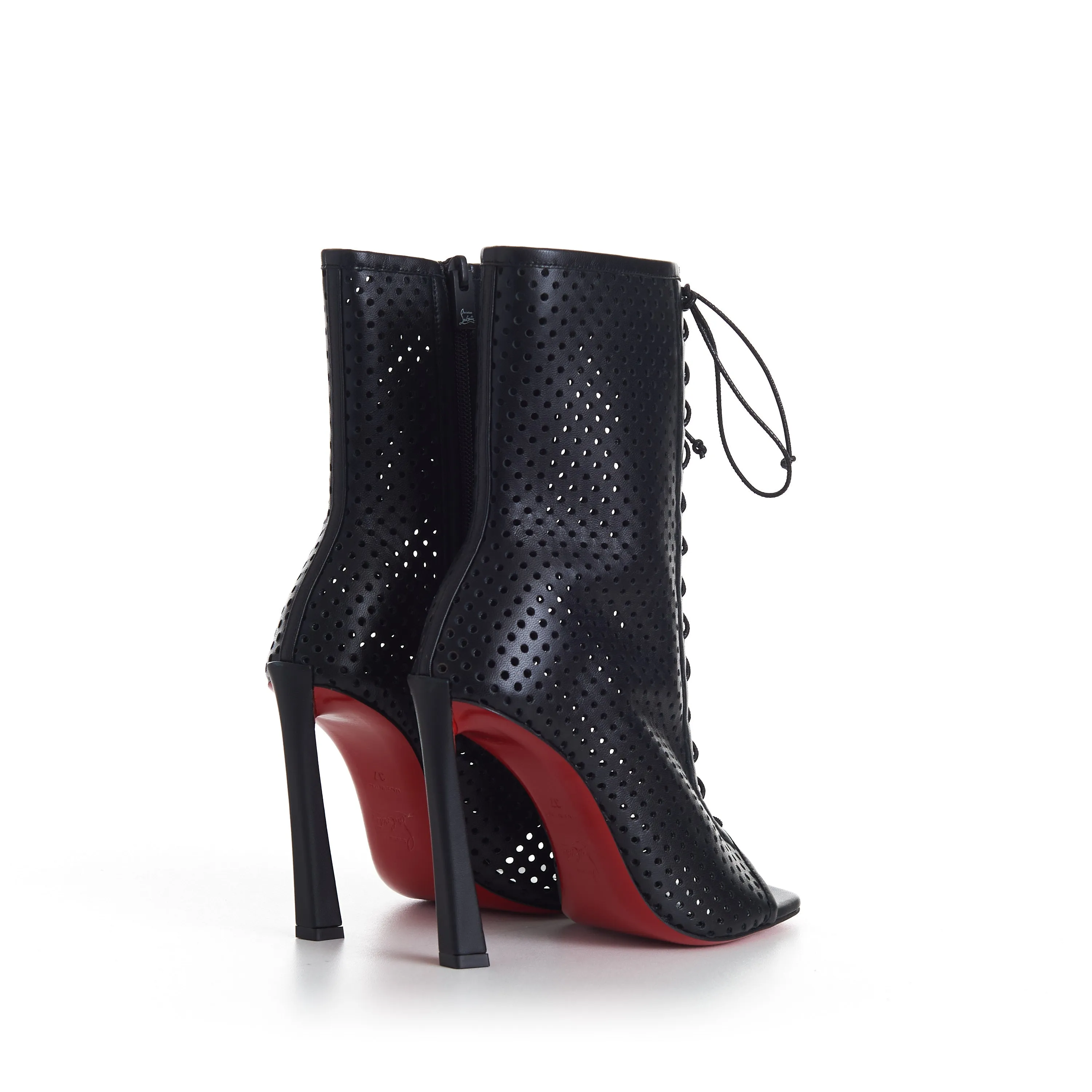 Open Condoray Booty 100mm - Perforated Nappa Leather - Black