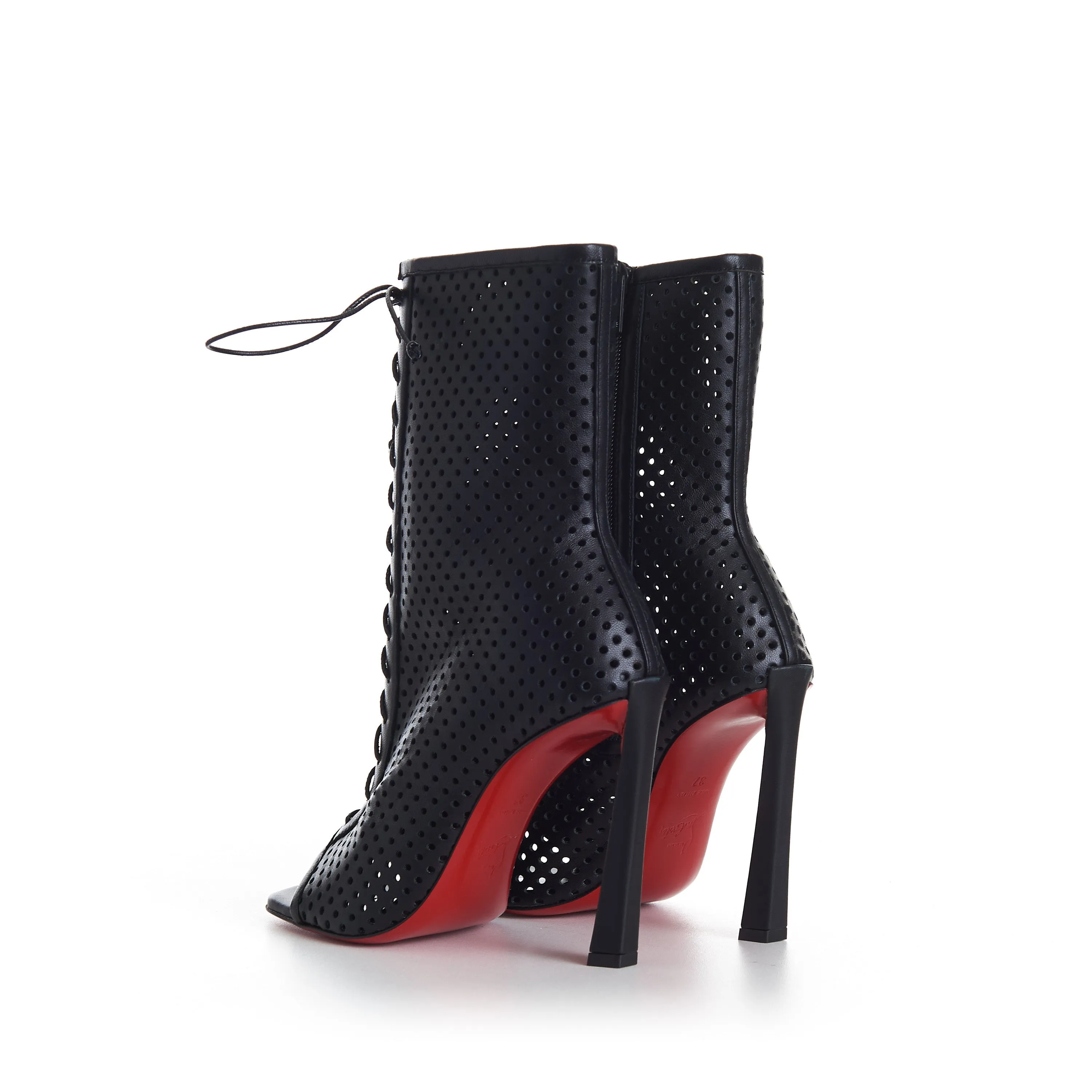 Open Condoray Booty 100mm - Perforated Nappa Leather - Black