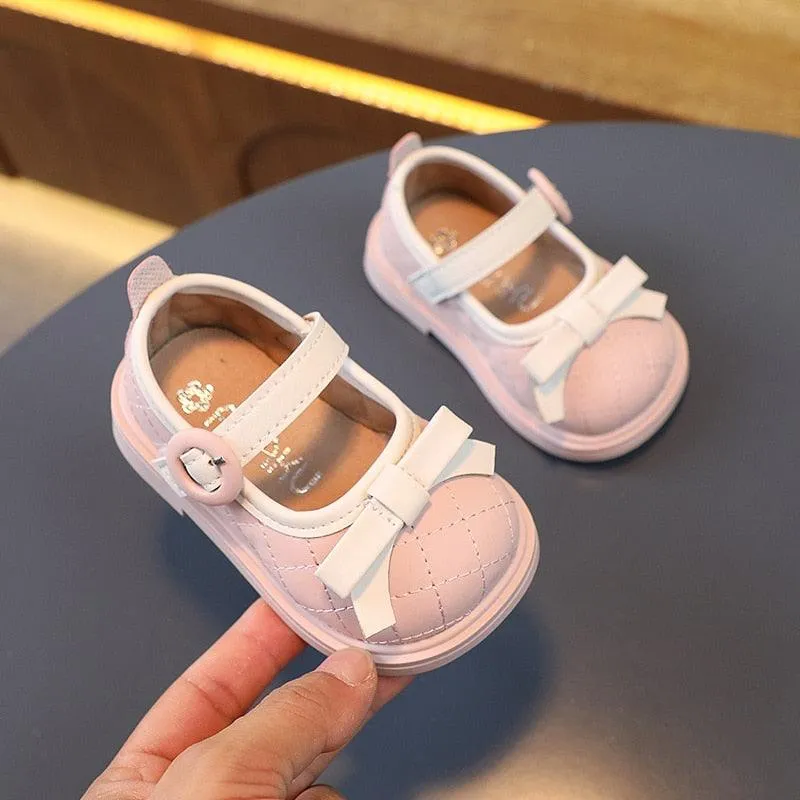 Pretty Plaid Pattern Toddler Baby Girl Leather Casual Shoes - TH405