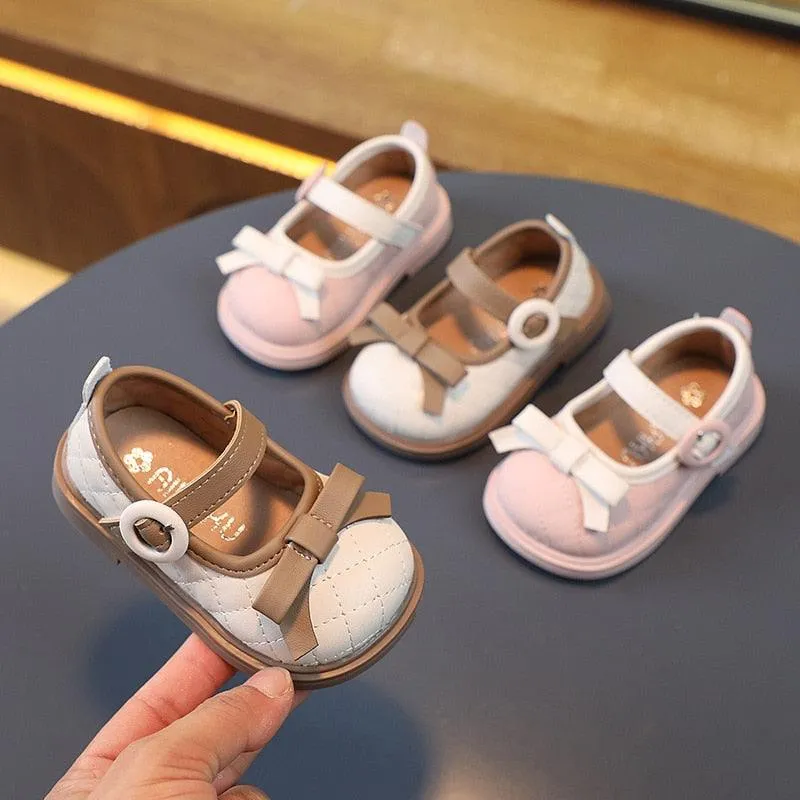 Pretty Plaid Pattern Toddler Baby Girl Leather Casual Shoes - TH405