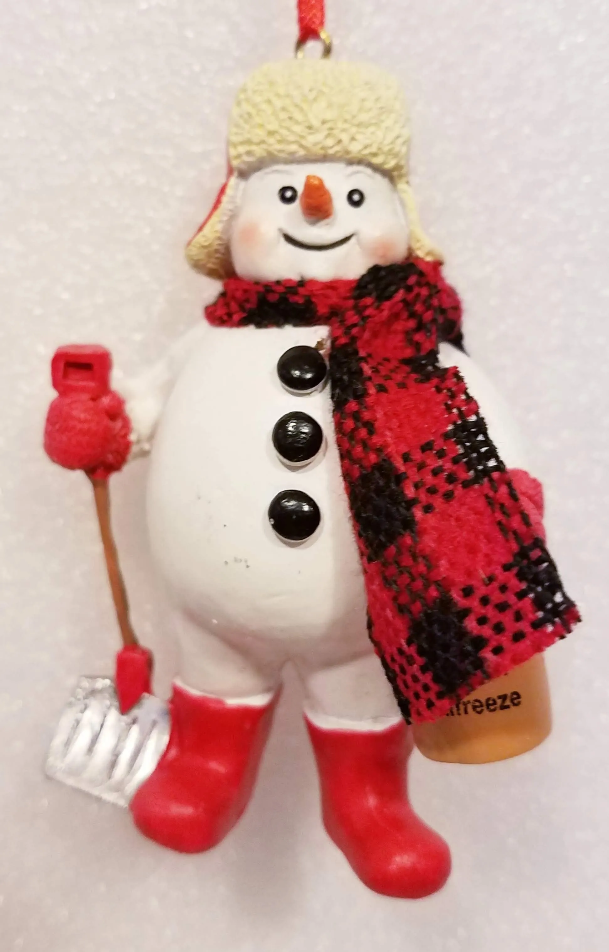 Snowman with Snow Shovel/Red Jacket/Hat/Boots 3.5"