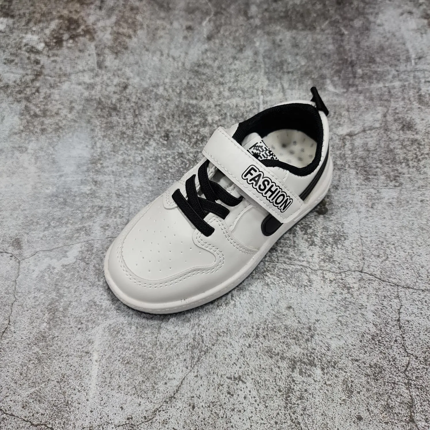 White Contrast Kids Shoes