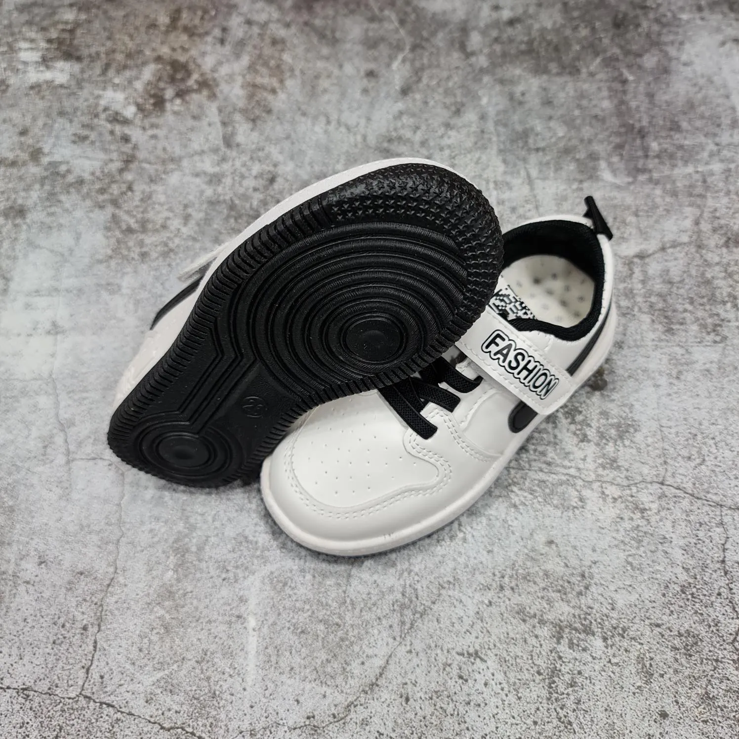 White Contrast Kids Shoes