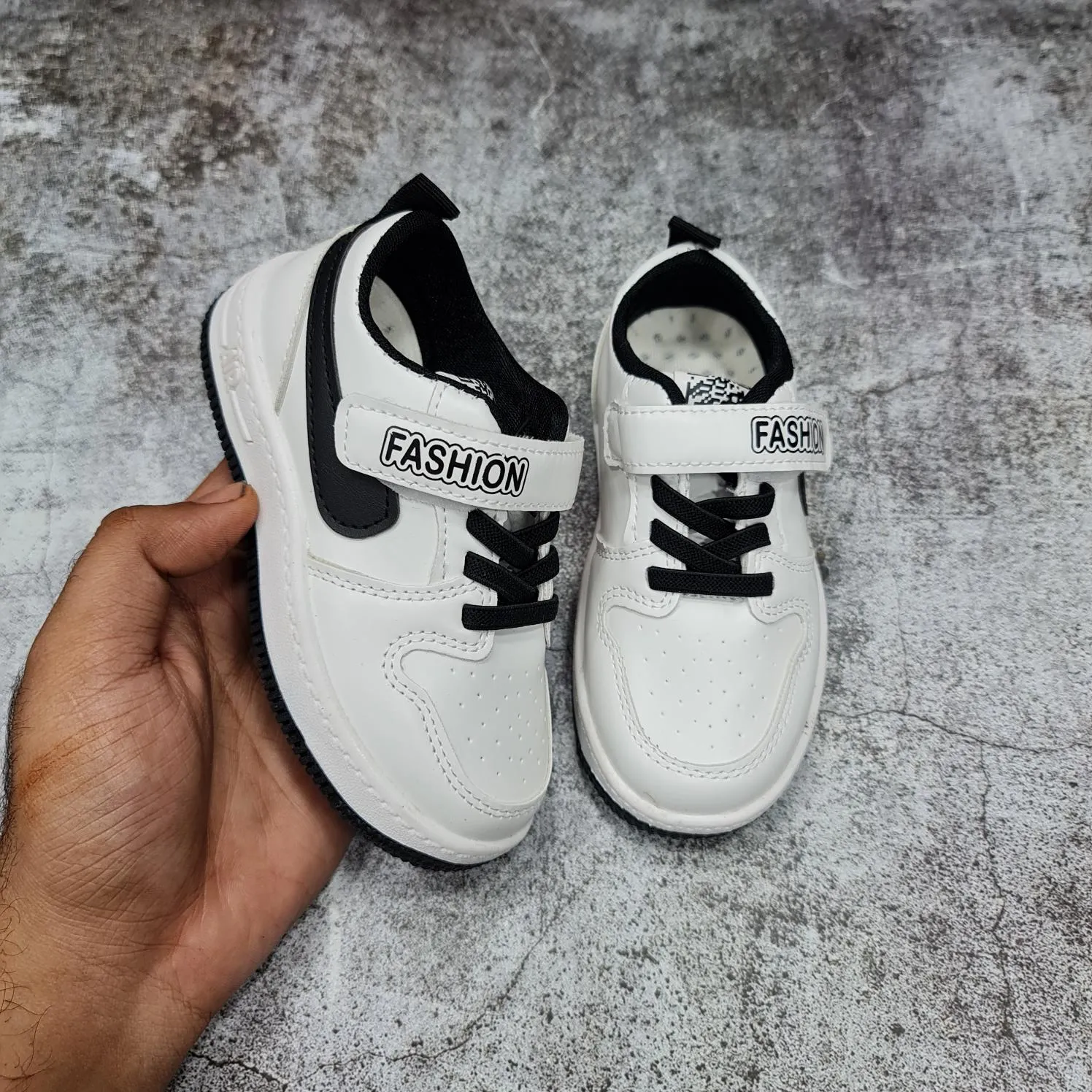 White Contrast Kids Shoes