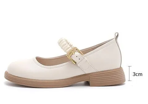 Women's Casual Shoes - Soft Leather, Thick Low Heels (FC1207)