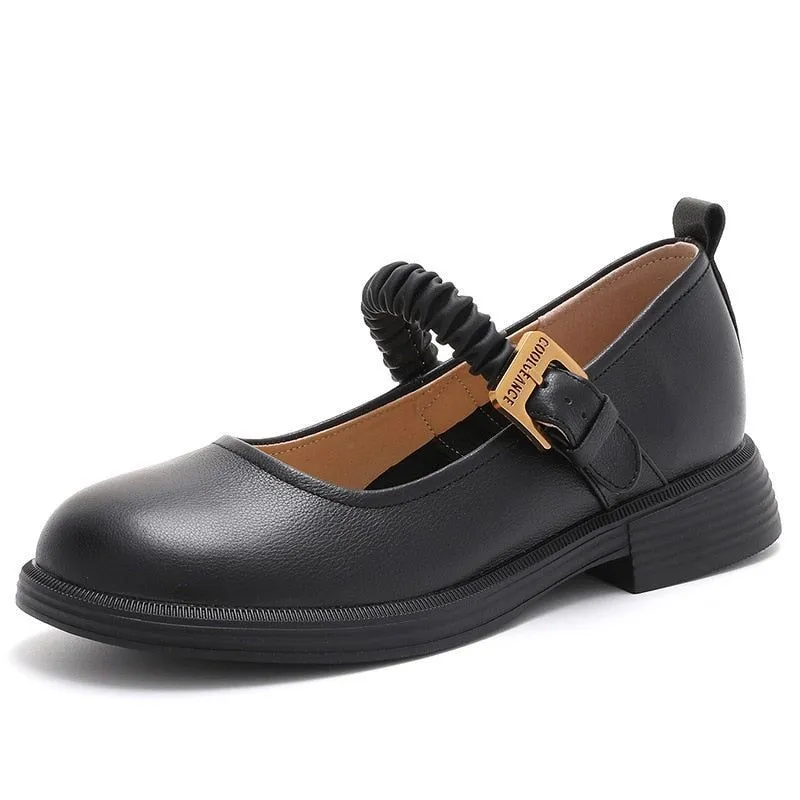 Women's Casual Shoes - Soft Leather, Thick Low Heels (FC1207)